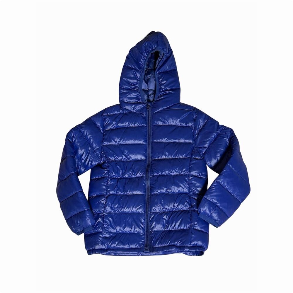 Blue Hooded Puffer Jacket Size S Winter Quilted - Picture 2 of 13